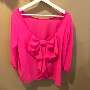 Fuschia scoop back blouse